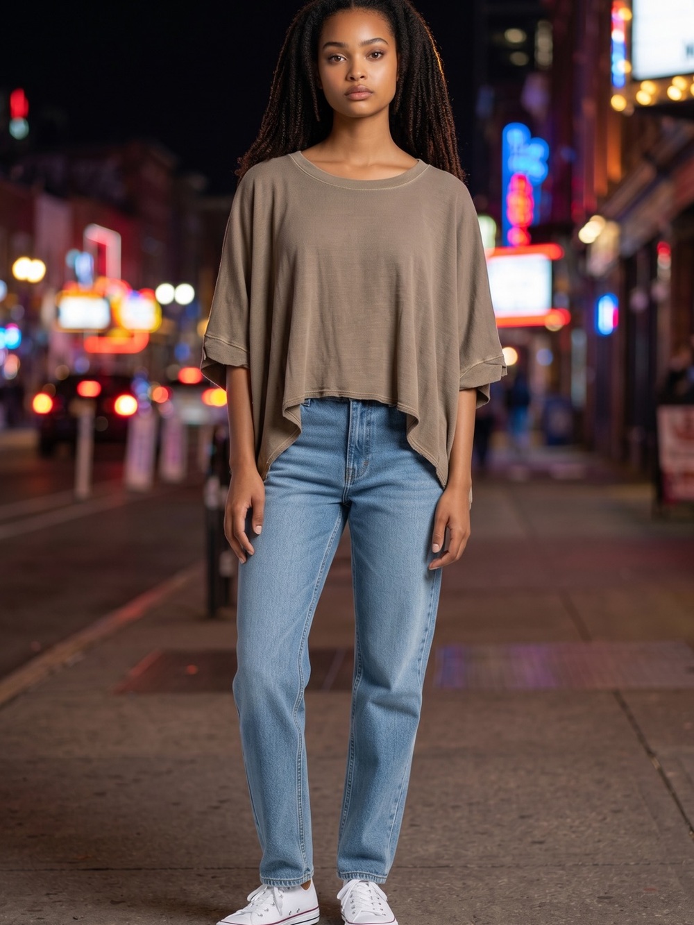 We The Free Relaxed Taupe Oversized Short Sleeve Tee